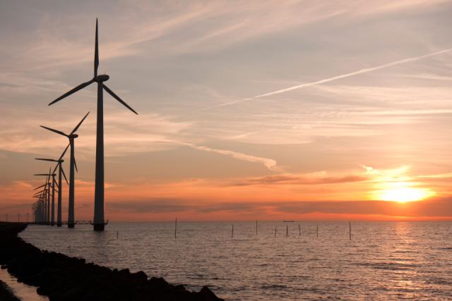 Wind mills in sunset