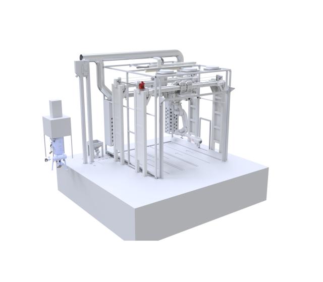 3D drawing of gantry for shot blasting