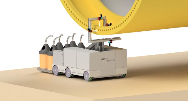 mobile robot metallizing flange on monopile