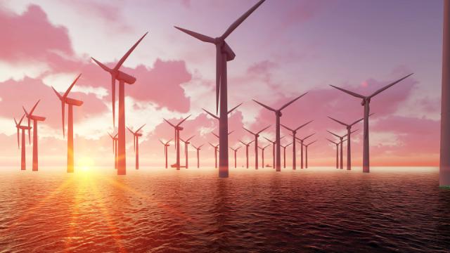 Wind mills in sunrise